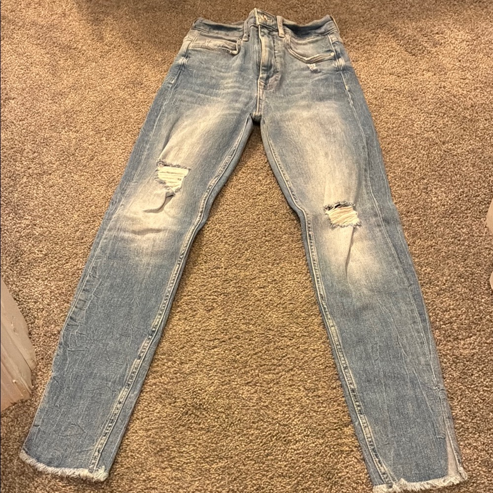 Zara Light Blue Distressed Skinny Jeans